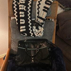 L.A.M.B. Black and Green Satchel Sleek Design Unisex w Cross-body strap